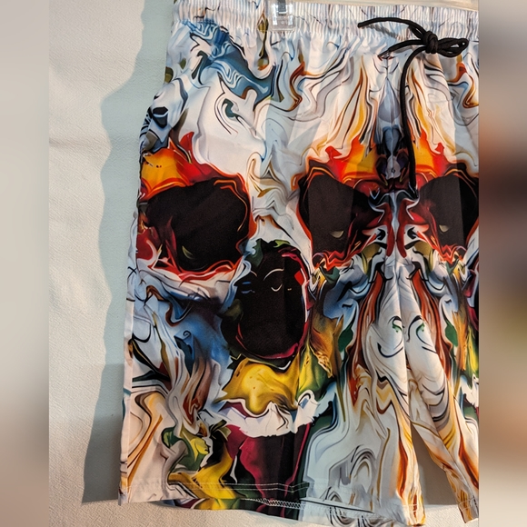 Flaming Clown Board Shorts, Beach Shorts - Picture 5 of 6